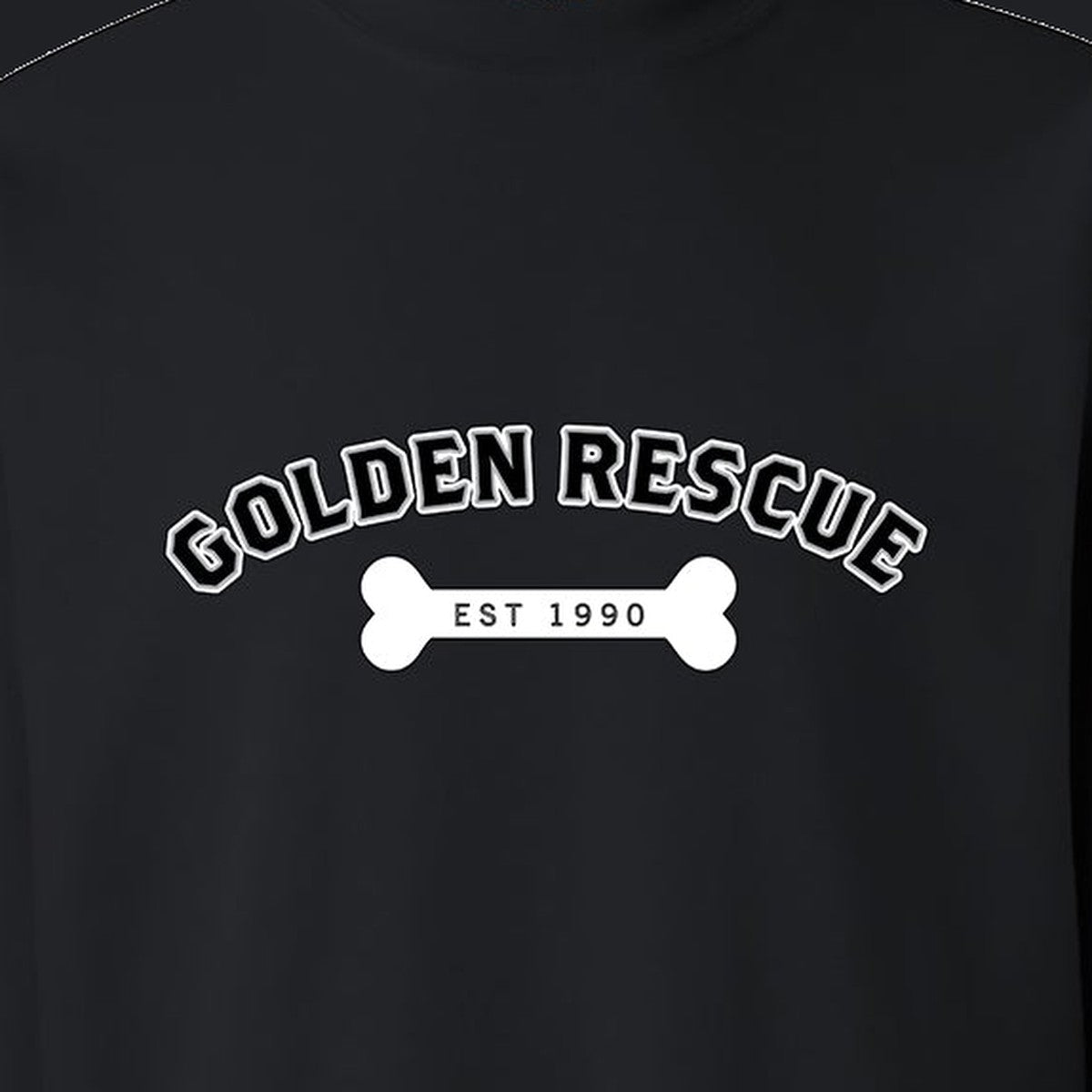 Sweatshirt, Golden Rescue Bone, Black, saying close-up