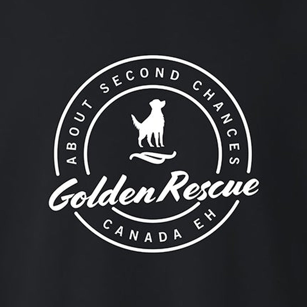 Sweatshirt, Golden Rescue Crest, Black, saying close-up
