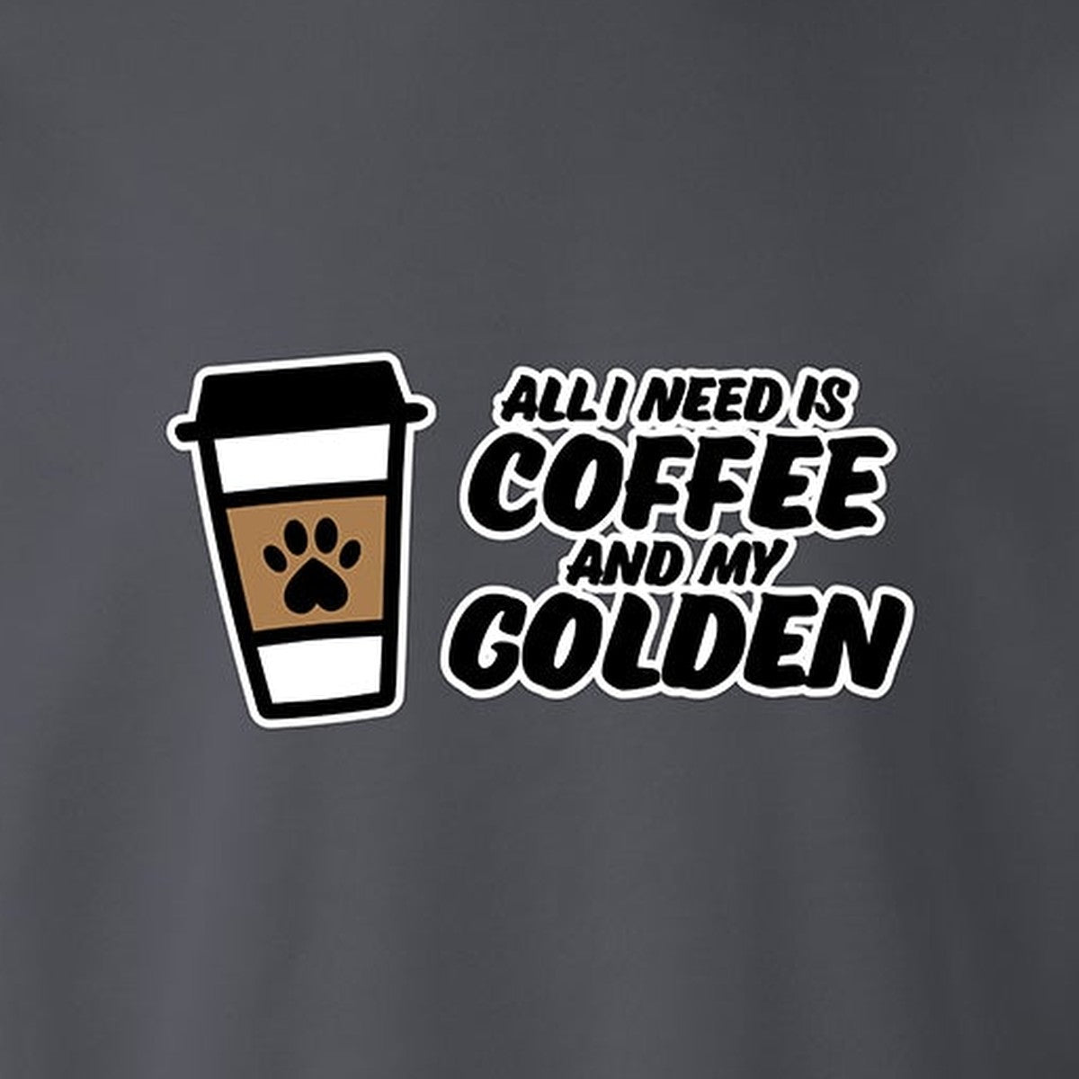 Sweatshirt, Coffee & Golden, Grey, saying close-up