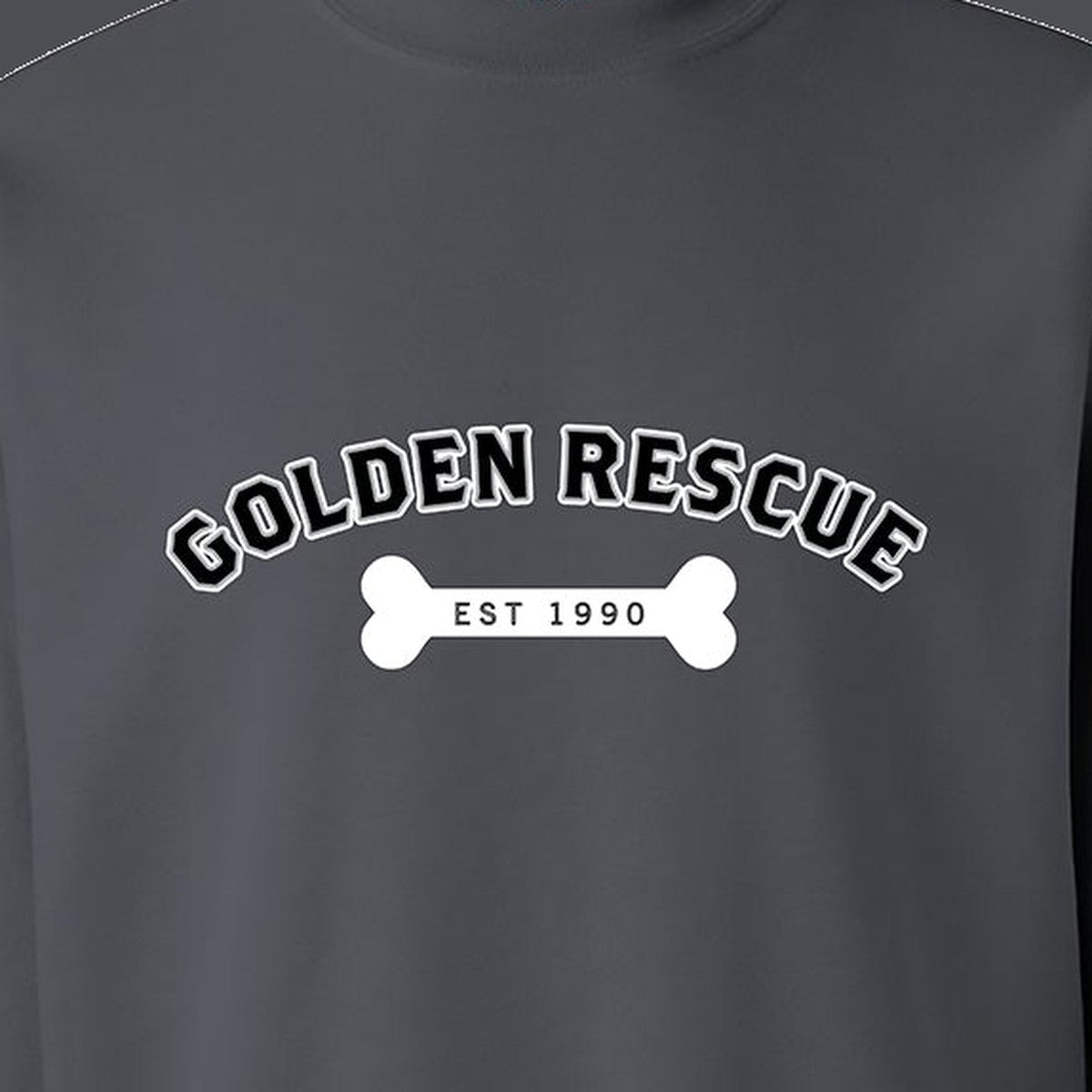 Sweatshirt, Golden Rescue Bone, Grey, saying close-up