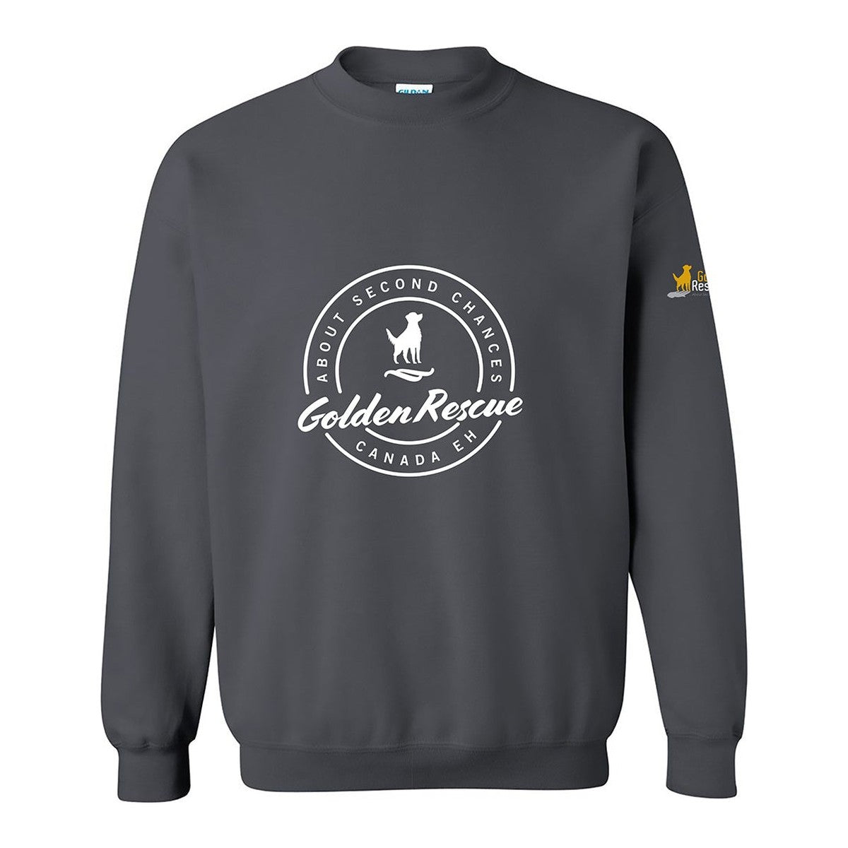 Sweatshirt, Golden Rescue Crest, Grey, front