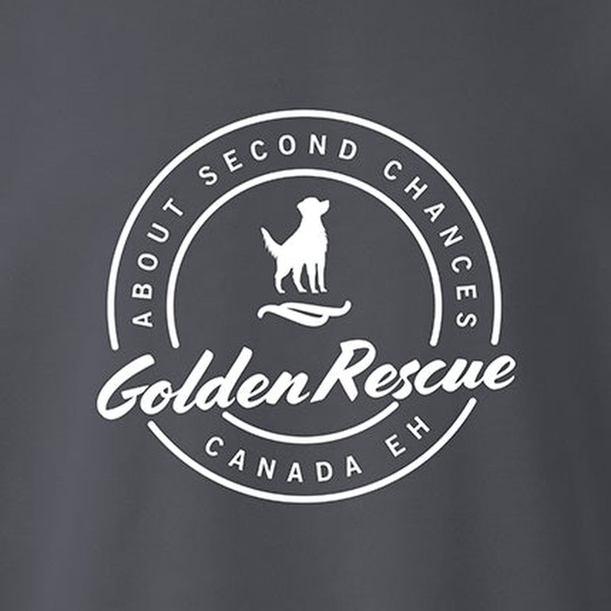 Sweatshirt, Golden Rescue Crest, Grey, saying close-up
