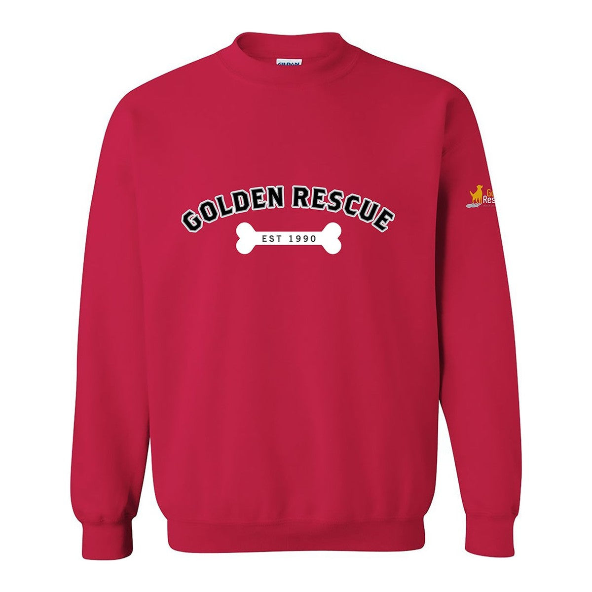 Sweatshirt, Golden Rescue Bone, Red, front