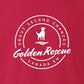 Sweatshirt, Golden Rescue Crest, Red, saying close-up