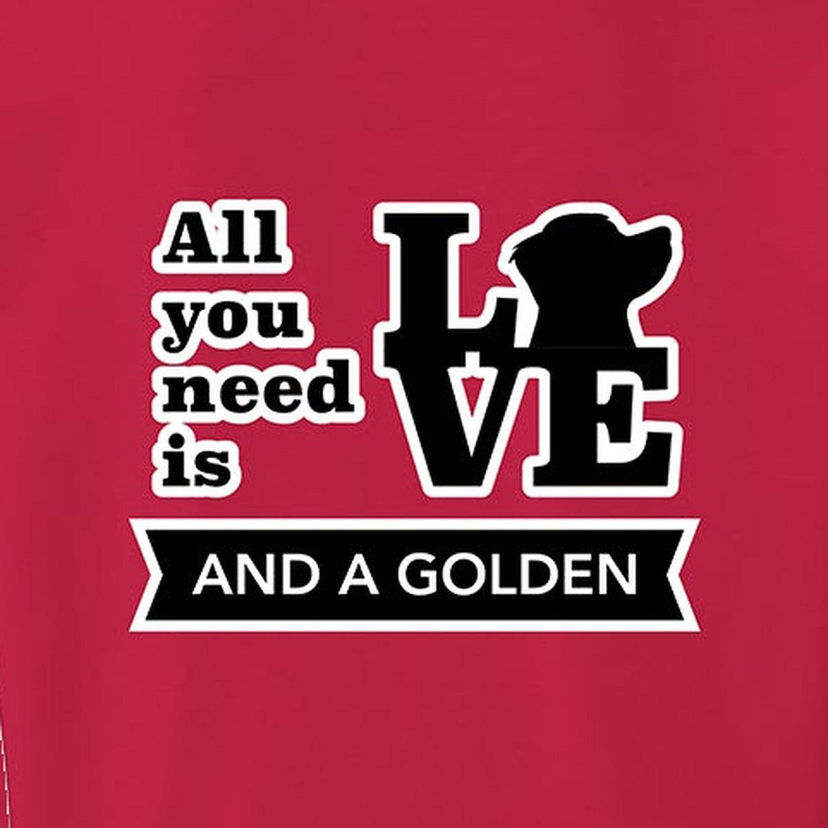 Sweatshirt, All You Need Is Love, Red, saying close-up