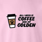 Sweatshirt, Coffee & Golden, Pink, saying close-up