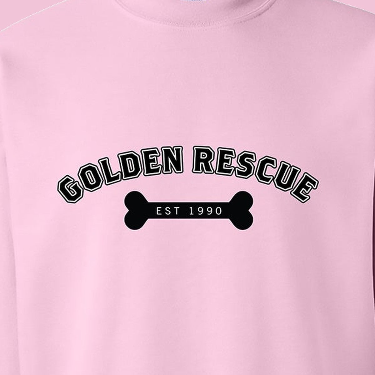 Sweatshirt, Golden Rescue Bone, Pink, saying close-up