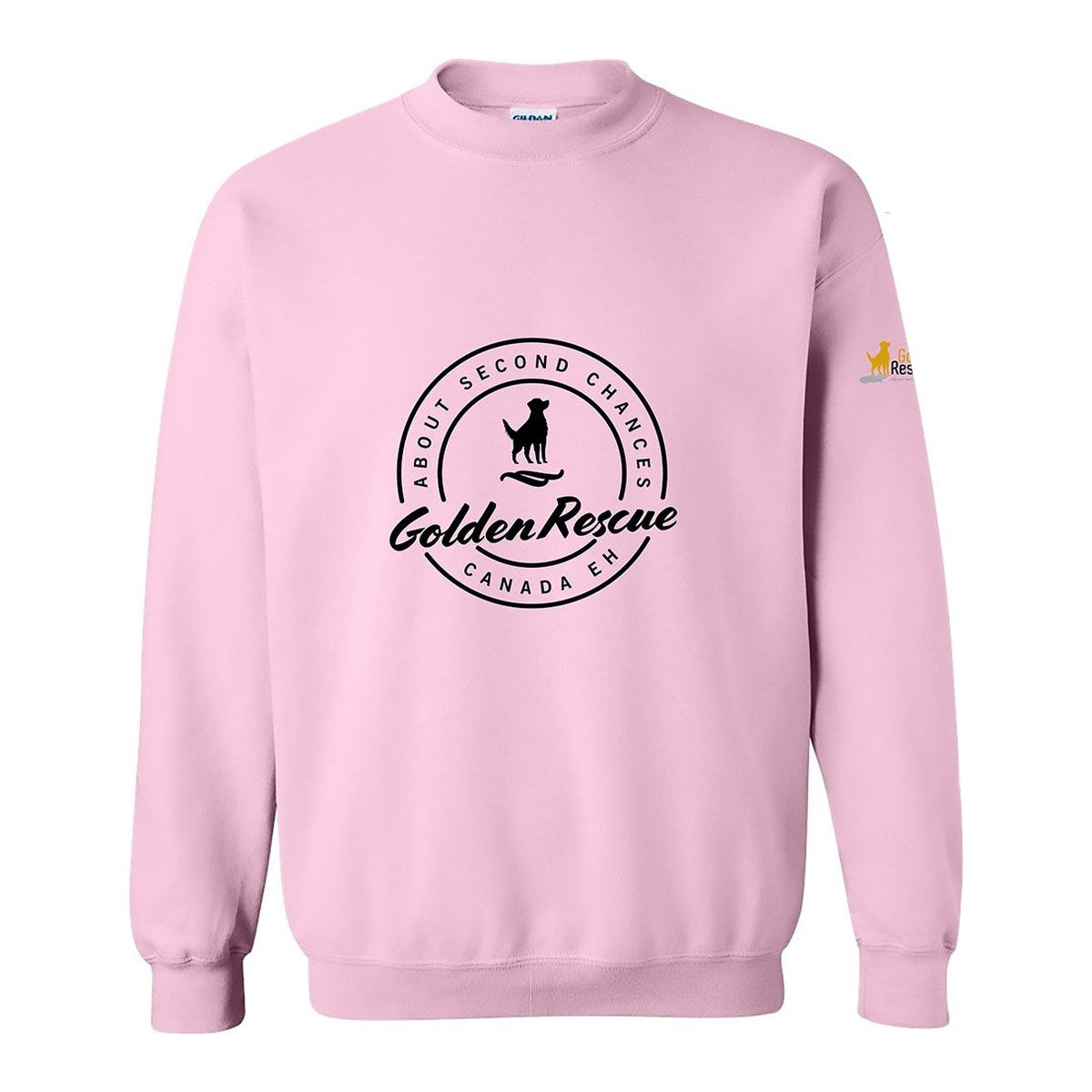 Sweatshirt, Golden Rescue Crest, Pink, front