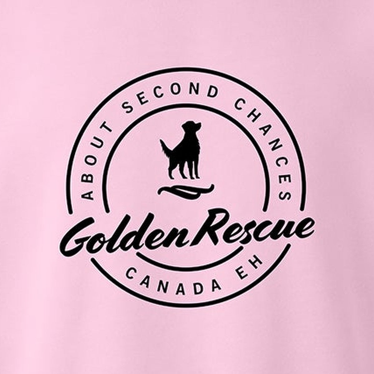 Sweatshirt, Golden Rescue Crest, Pink, saying close-up