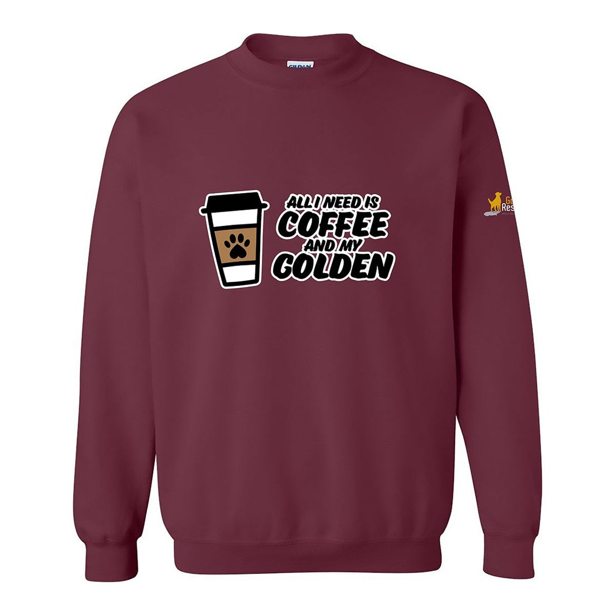 Sweatshirt, Coffee & Golden, Maroon, front