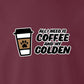 Sweatshirt, Coffee & Golden, Maroon, saying close-up