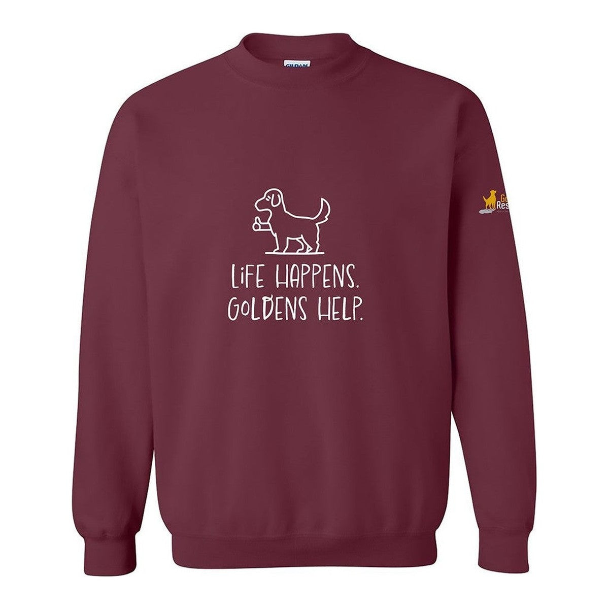 Sweatshirt, Life Happens, Maroon, front