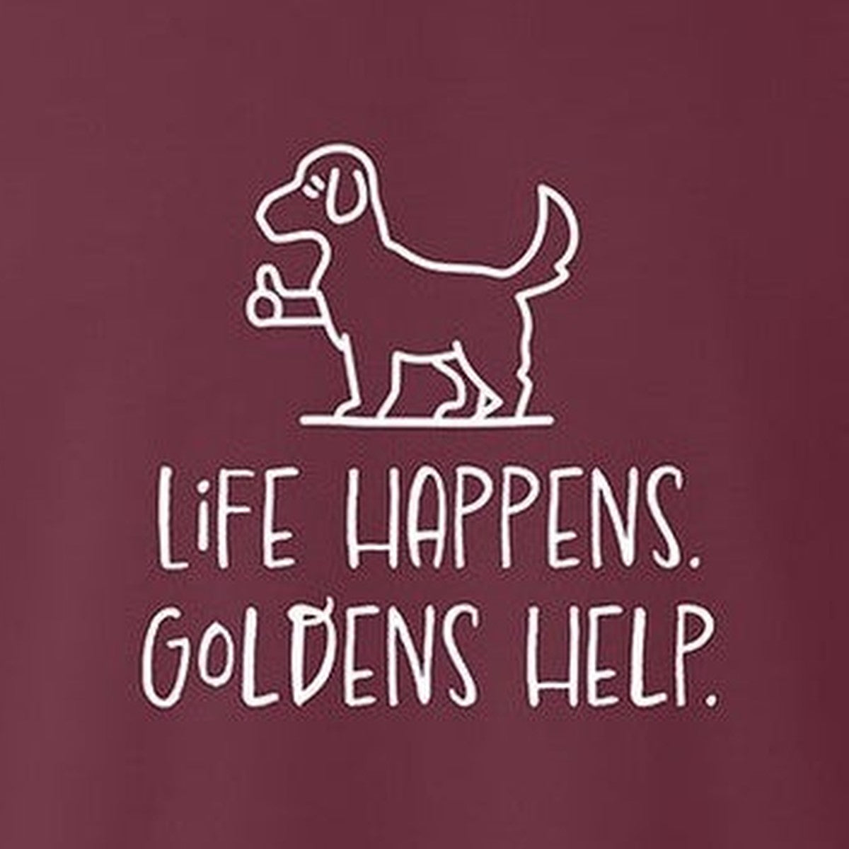 Sweatshirt, Life Happens, Maroon, saying close-up