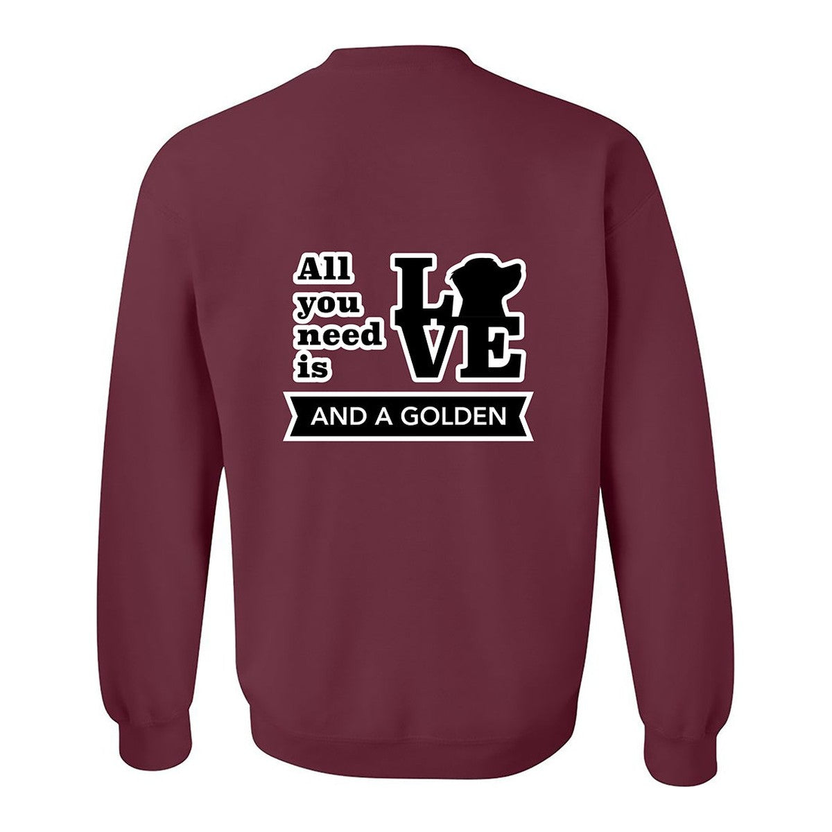Sweatshirt, All You Need Is Love, Maroon, back