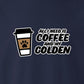Sweatshirt, Coffee & Golden, Navy, saying close-up
