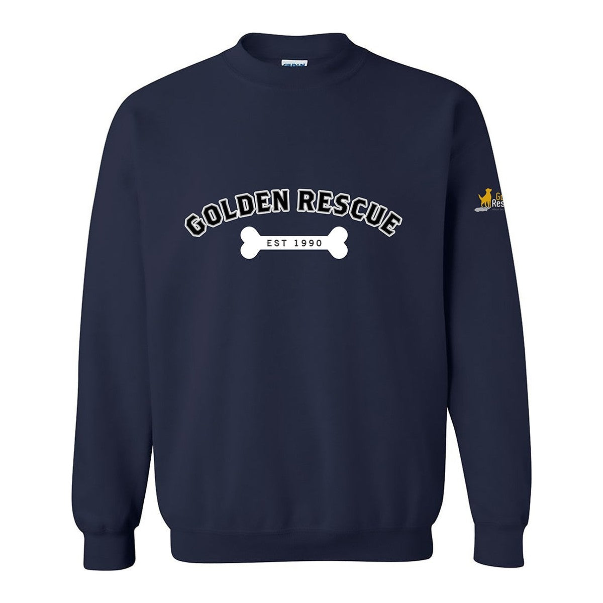 Sweatshirt, Golden Rescue Bone, Navy, front