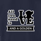 Sweatshirt, All You Need Is Love, Navy, saying close-up