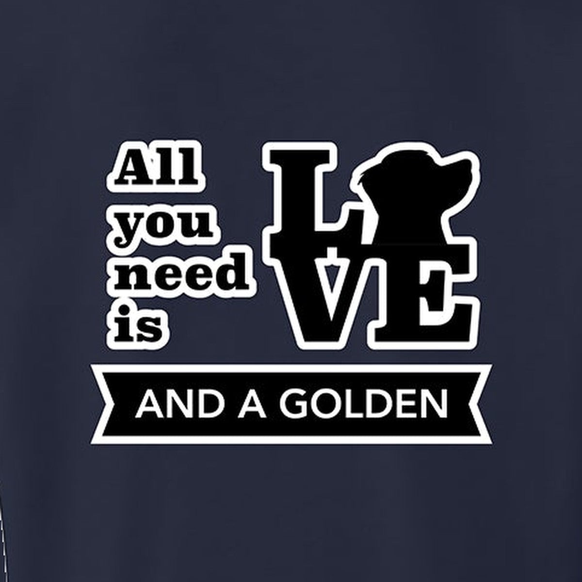 Sweatshirt, All You Need Is Love, Navy, saying close-up