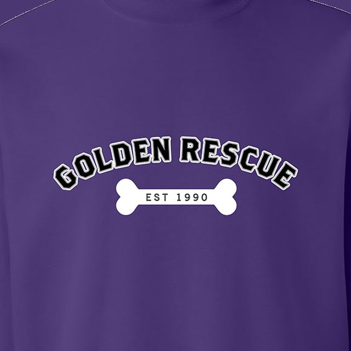 Sweatshirt, Golden Rescue Bone, Purple, saying close-up