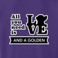 Sweatshirt, All You Need Is Love, Purple, saying close-up