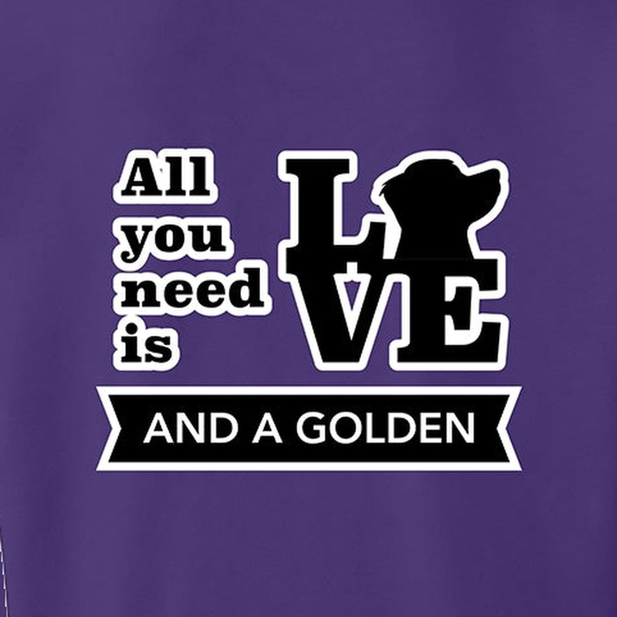 Sweatshirt, All You Need Is Love, Purple, saying close-up