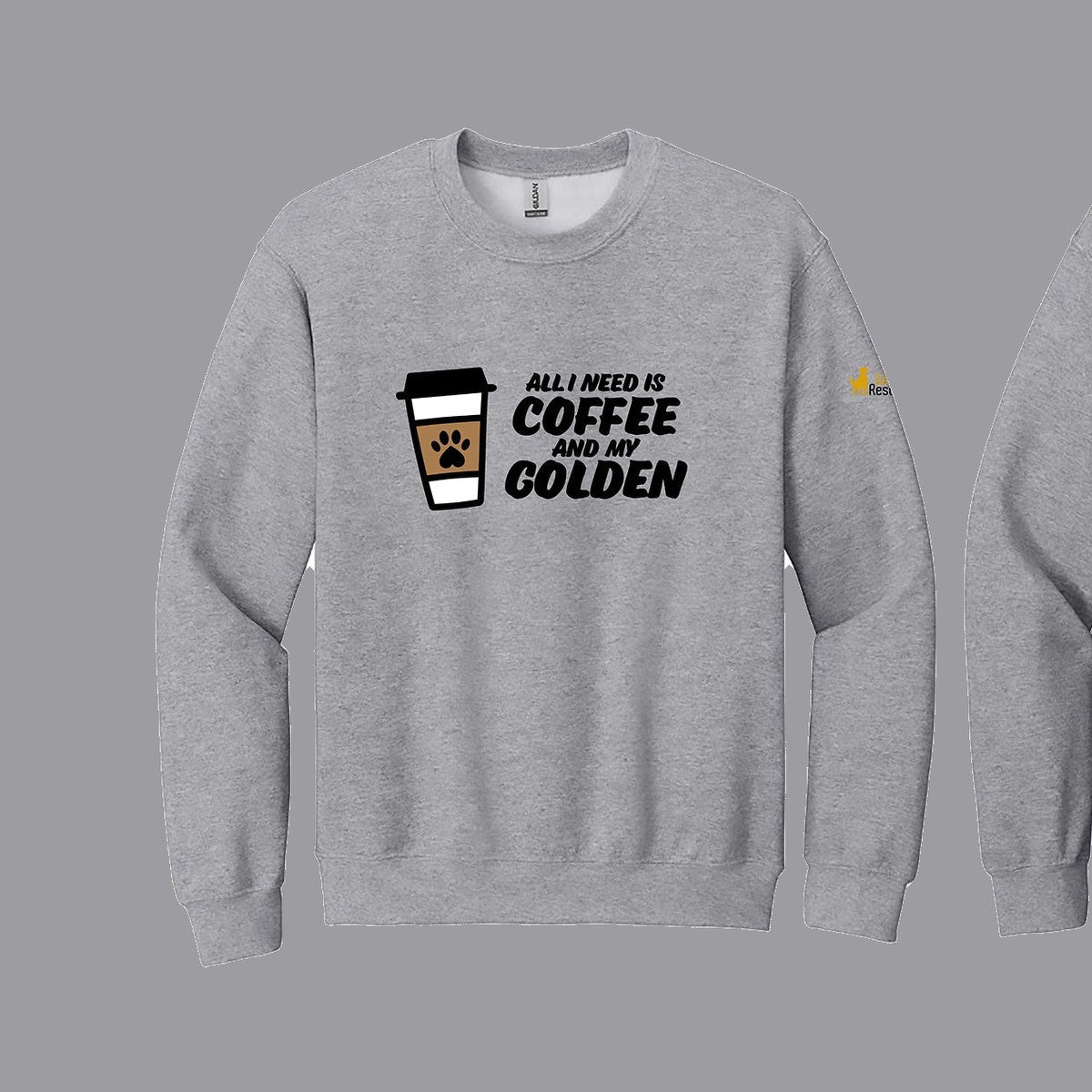 Sweatshirt, Coffee & Golden, Light grey, saying close-up