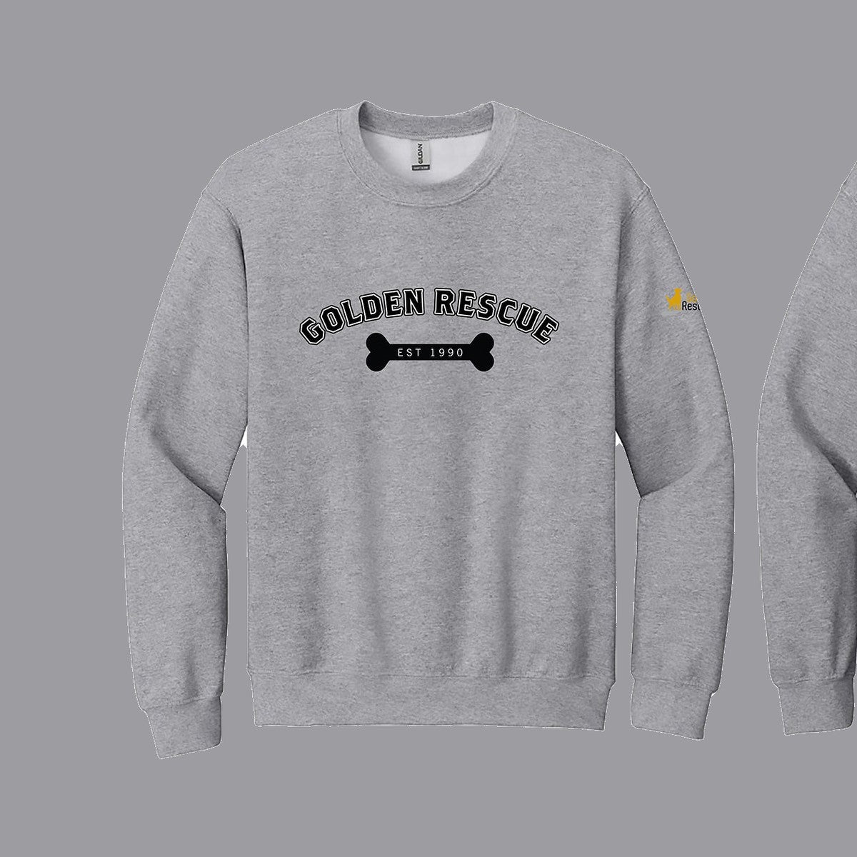 Sweatshirt, Golden Rescue Bone, Light grey, saying close-up