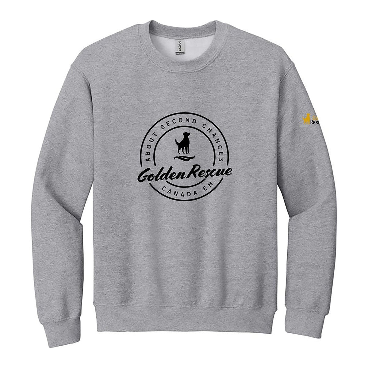 Sweatshirt, Golden Rescue Crest, Light grey, front