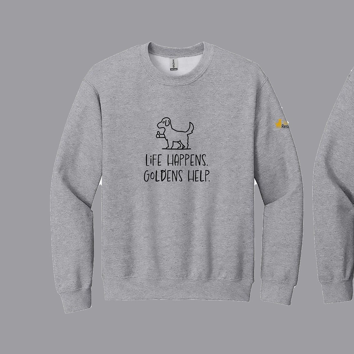 Sweatshirt, Life Happens, Light grey, saying close-up