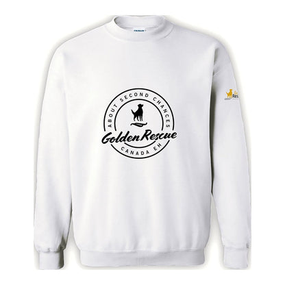 Sweatshirt, Golden Rescue Crest, White, front