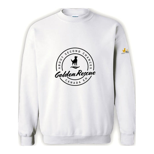 Sweatshirt, Golden Rescue Crest, White, front