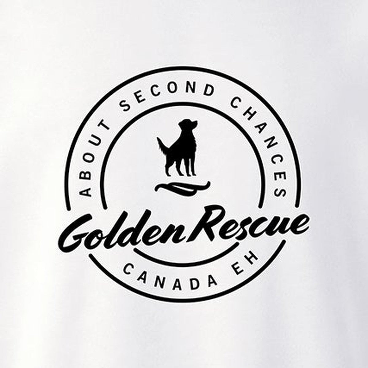 Sweatshirt, Golden Rescue Crest, White, saying close-up