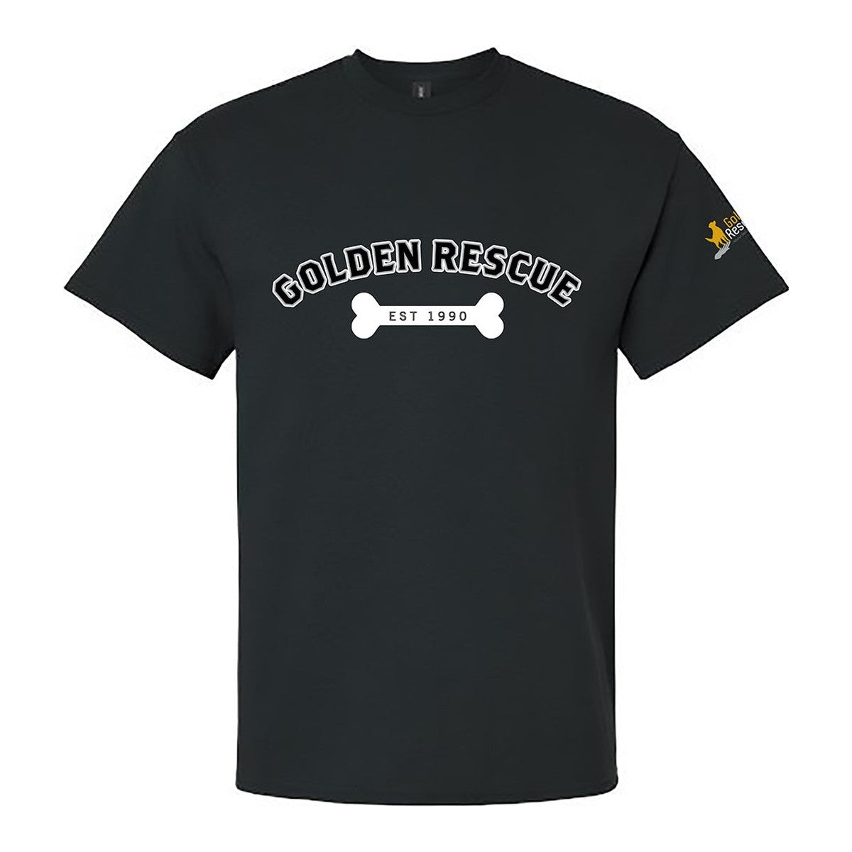 Tee, Golden Rescue Bone, Black, front