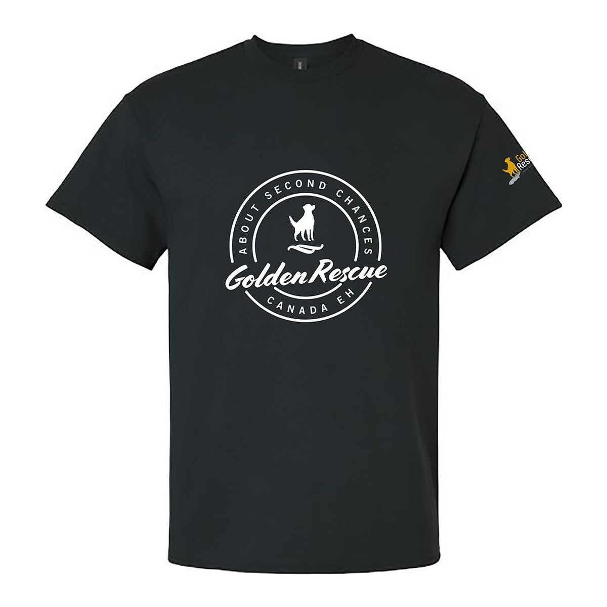Tee, Golden Rescue Crest, Black, front