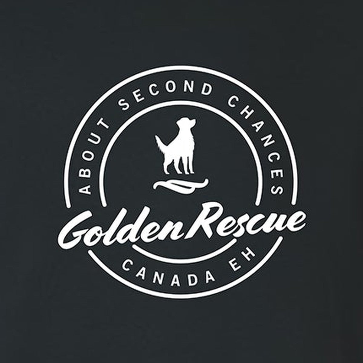 Tee, Golden Rescue Crest, Black, saying close-up