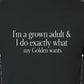 Tee, Grown Adult, Black, saying close-up