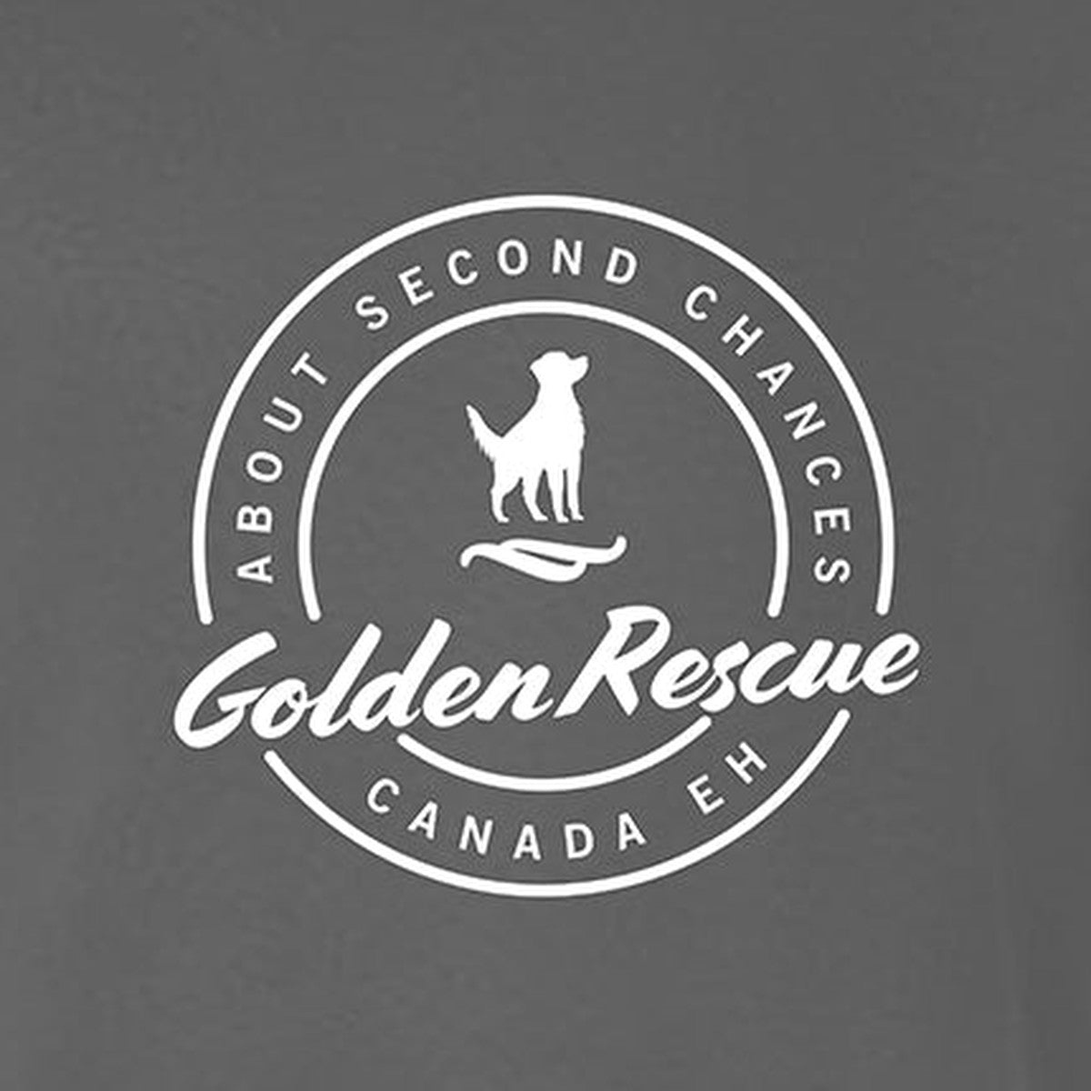 Tee, Golden Rescue Crest, Grey, saying close-up