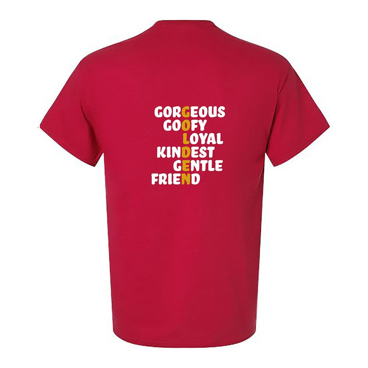Tee, Golden, Red, back
