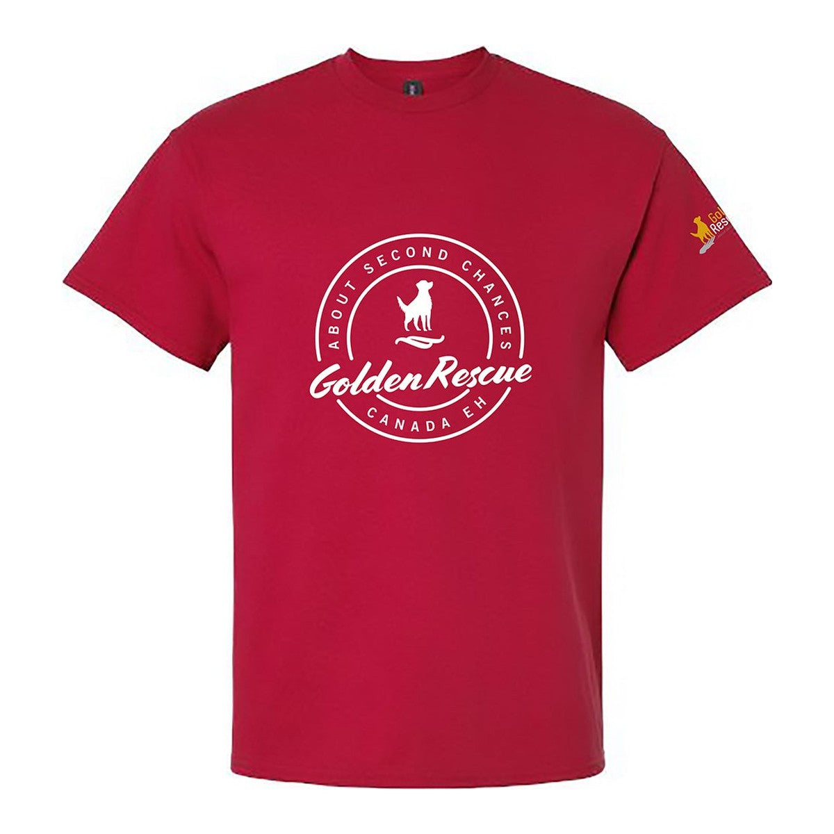 Tee, Golden Rescue Crest, Red, front