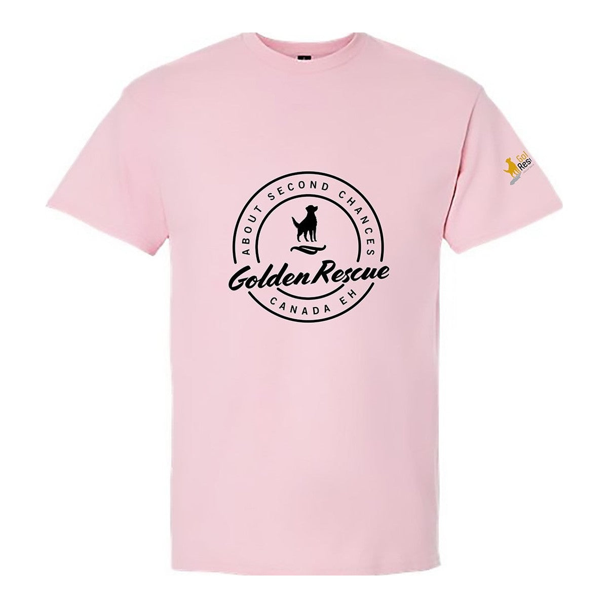 Tee, Golden Rescue Crest, Pink, front