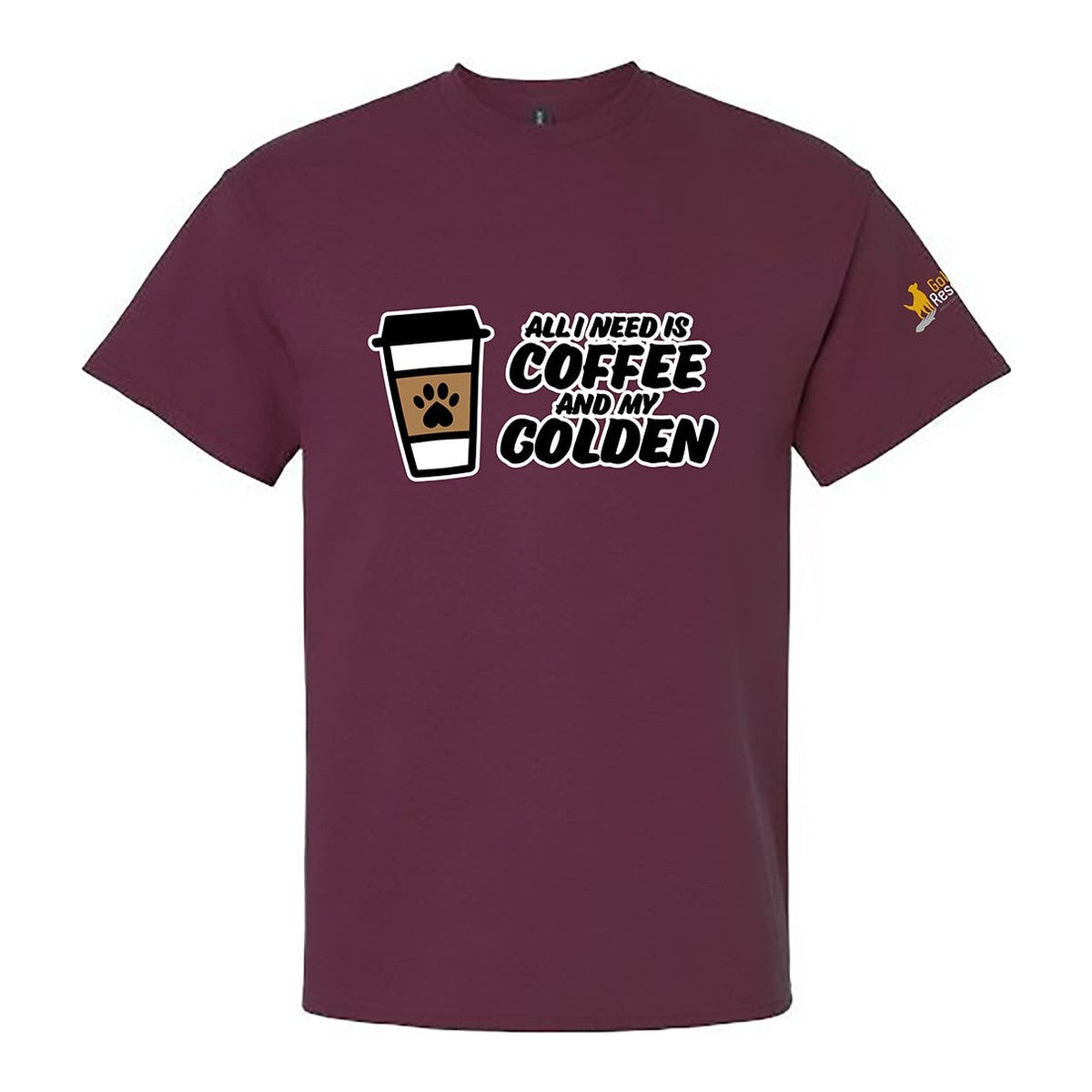 Tee, Coffee & Golden, Maroon, front