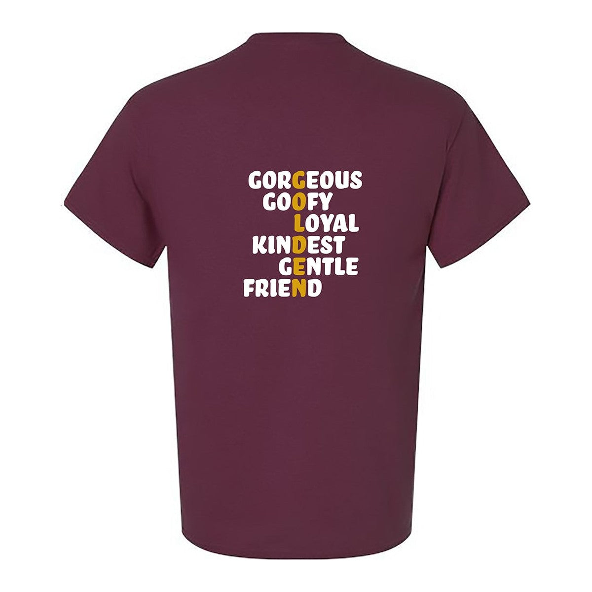 Tee, Golden, Maroon, back