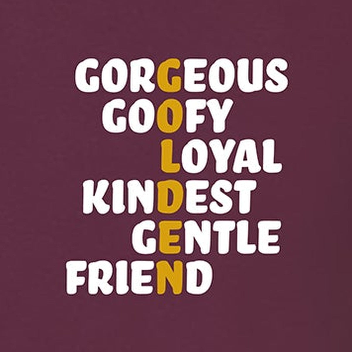 Tee, Golden, Maroon, saying close-up