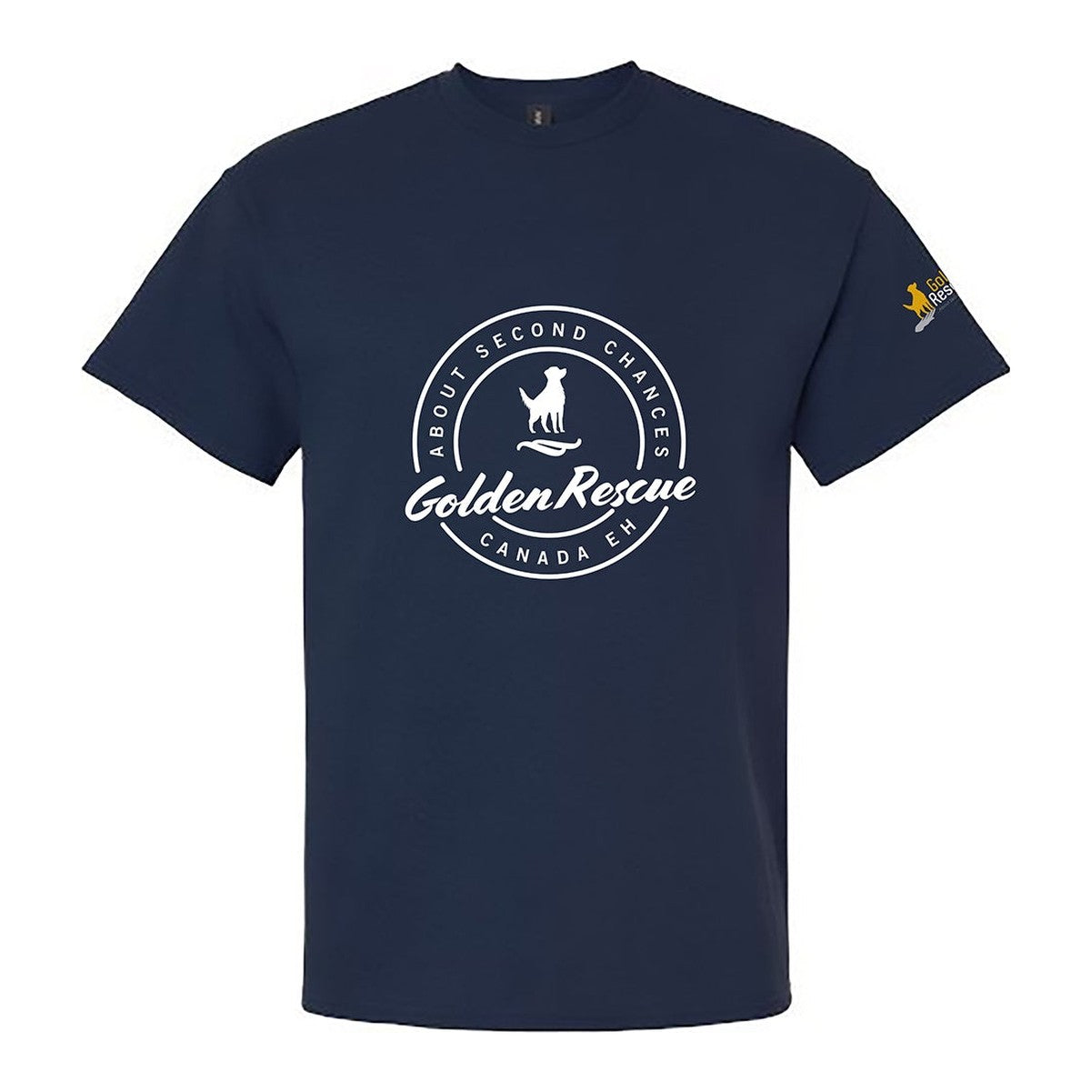 Tee, Golden Rescue Crest, Navy, front
