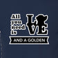 Tee, All You Need Is Love, Navy, saying close-up