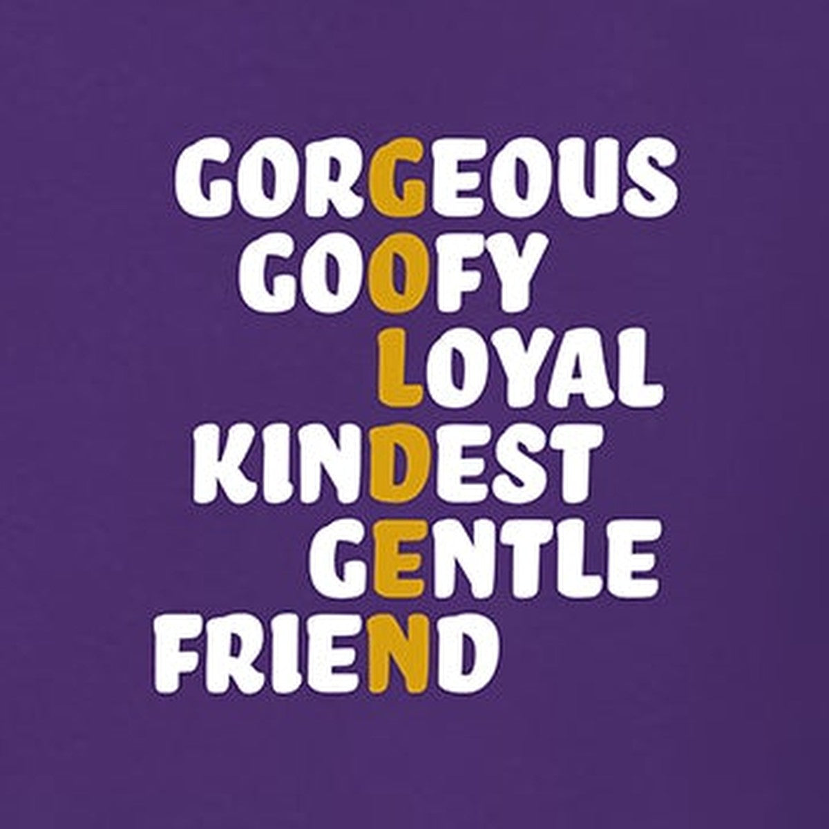 Tee, Golden, Purple, saying close-up