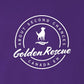 Tee, Golden Rescue Crest, Purple, saying close-up