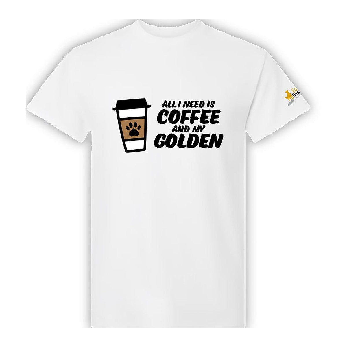 Tee, Coffee & Golden, White, front