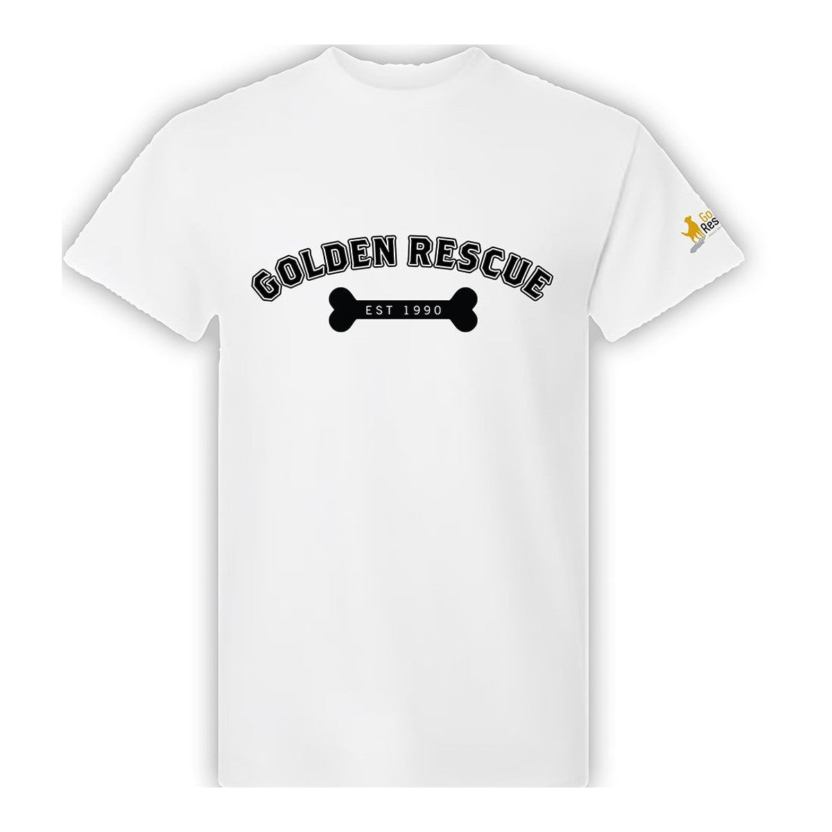 Tee, Golden Rescue Bone, White, front