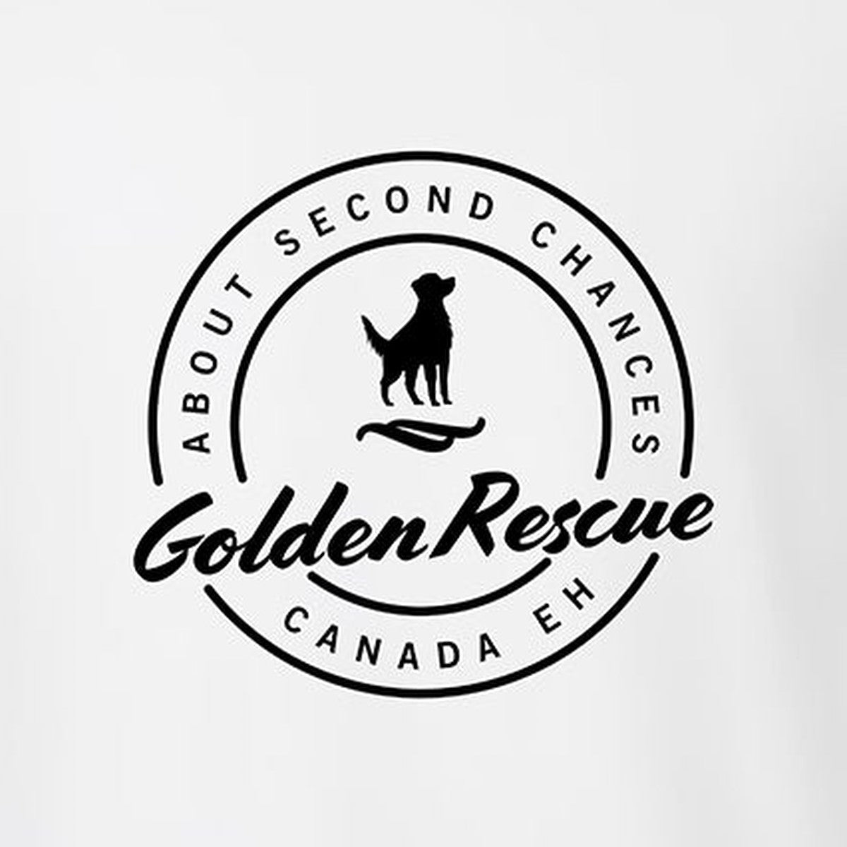 Tee, Golden Rescue Crest, White, saying close-up